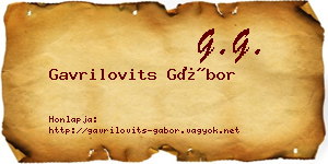 Gavrilovits Gábor névjegykártya